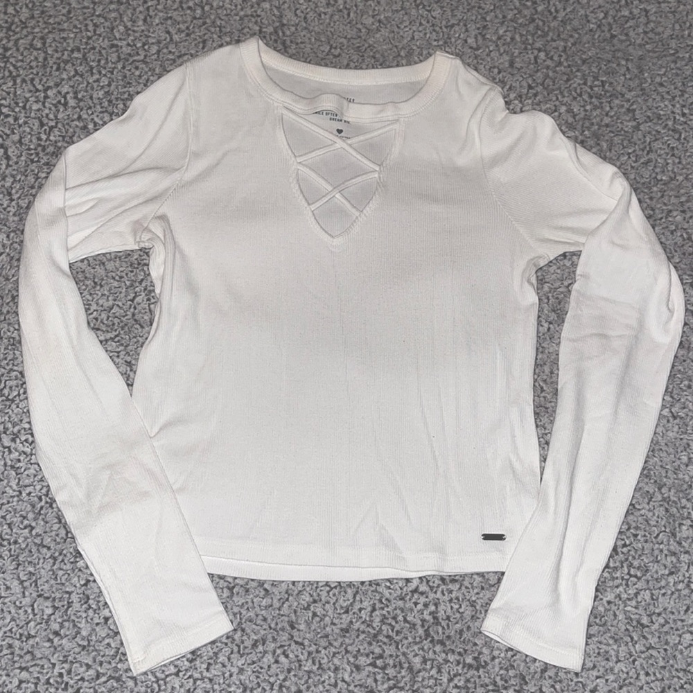 Hollister white long sleeve shirt size S
